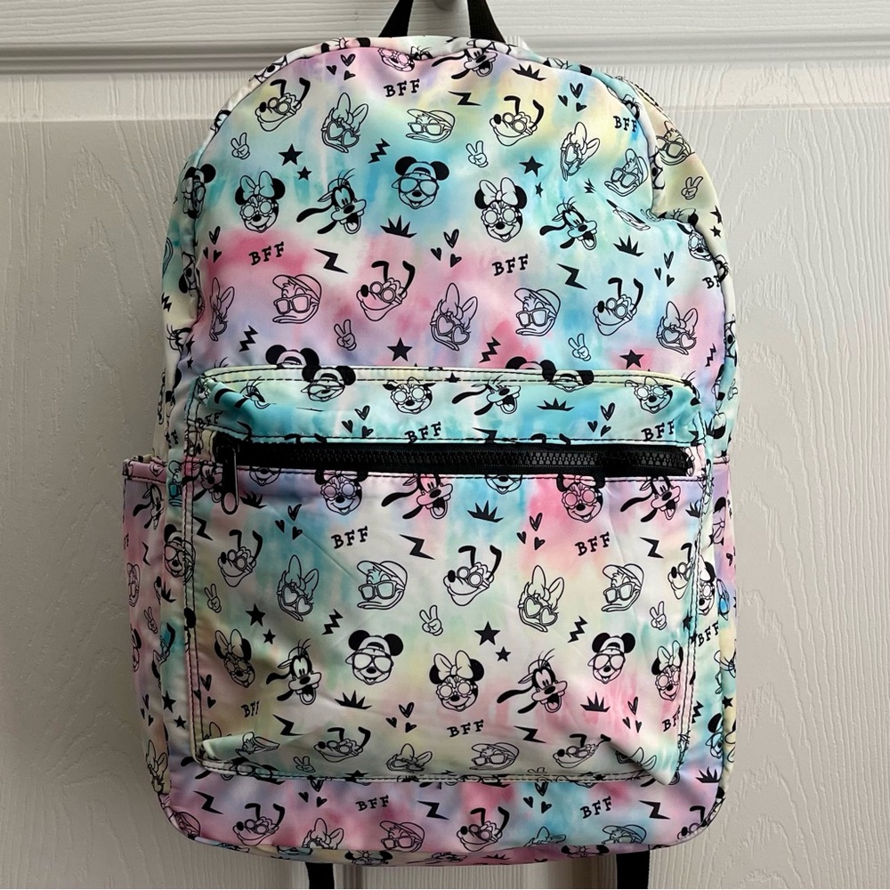 DISNEY MICKEY AND FRIENDS PASTEL TIE-DYE STYLE BACKPACK NWT